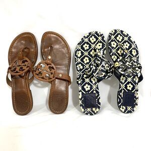 Tory Burch Size 8 Miller Thong Sandals Tropical Classic Designer 2-Pack